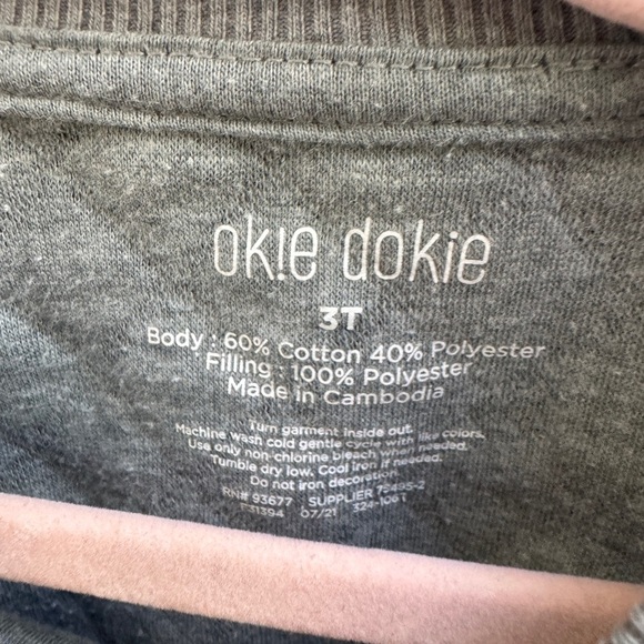Okie Dokie 3T Girls Gray Quilted Crewneck Sweater/Sweatshirt with Flower Pocket - Picture 4 of 5